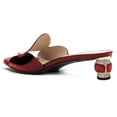 thumbnail image 4 of FSJ Women Sexy Crystal Low Chunky Block Heel Backless Sandals Comfortable Mules Square Open Toe Heeled Slip On Slippers Shoes Size 5 Red, 4 of 4