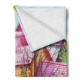 thumbnail image 2 of Fine Art Soft Flannel Fleece Blanket, Unusual Rural Village with Wooden Houses Bushes Impressionism Modern Art Landscape, Cozy Plush for Indoor and Outdoor Use, 50" x 60", Multicolor, by Ambesonne, 2 of 5