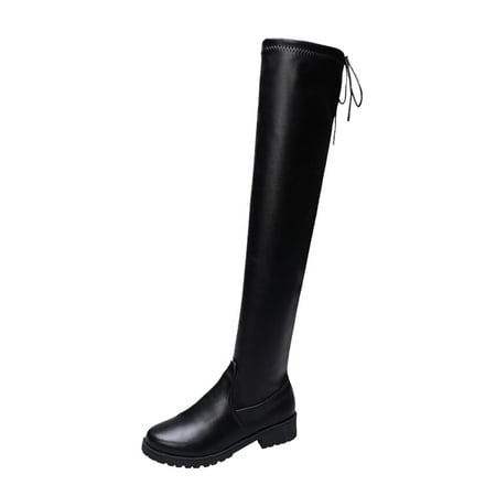 

Women S Over-The-Keen Boots Autumn And Winter Over The Knee Boots Women S Low Heeled Boots Lace Up High Tube Long Boots Shoes Womens Shoes Pu 40
