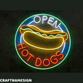 thumbnail image 2 of Craftnamesign Open Hot Dog Neon Sign, Hot Dog Store Decor, Street Food Wall Art, 2 of 4