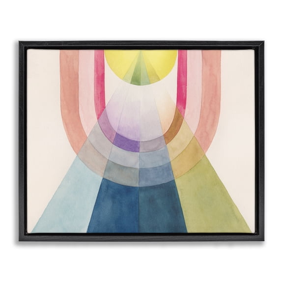 Stupell Industries Eclectic Abstract Arches & Rays Black Floating Frame Canvas Art, 21 x 17, by Grace Popp
