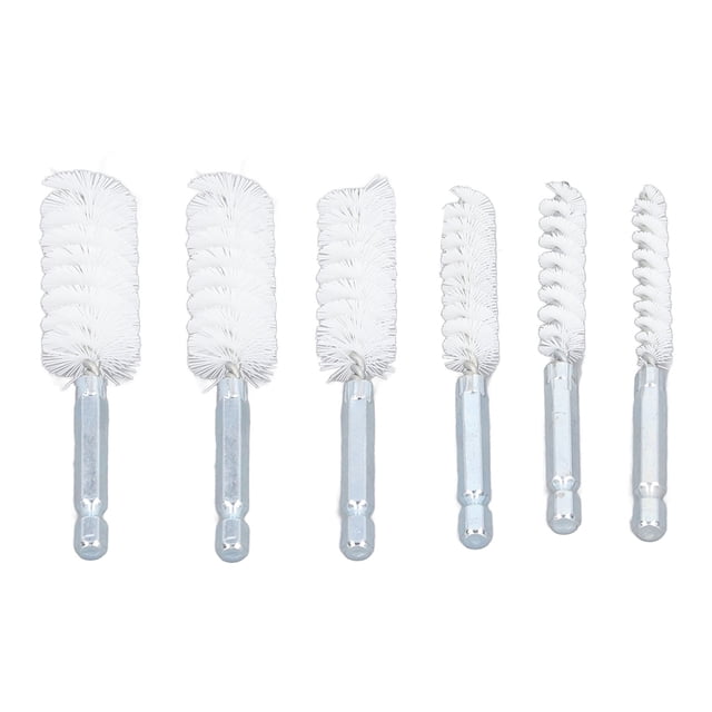 Scratch Brush, Rust Proof Robust 1/4in Hex Shank Twisted Wire Bore Brush For Automobile Yellow Copper,Silver Stainless Steel,White Nylon