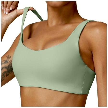BYHONG Backless Sports Bra Women s One Shoulder Sexy Padded Bustier Push Up Gym Tops Straps Yoga Bra Workout Bra Fitness Bralette Women s Sports Bras Light Green S