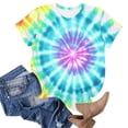 thumbnail image 4 of Mifsaly Tie-Dye Cotton T-Shirt for Women Short Sleeve Crew Neck Casual Summer Tops Colorful Print Lightweight Breathable Casual Blouse XL, 4 of 6