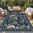 thumbnail image 2 of Navy Blue Flowers Outdoor Rug for Patio/Deck/Porch, Non-Slip Large Area Rug 4 x 6 Ft, Spring Floral Elegant Pastoral Botanical Indoor Outdoor Rugs Washable Area Rugs, Camping Rug Carpet Runner, 2 of 8