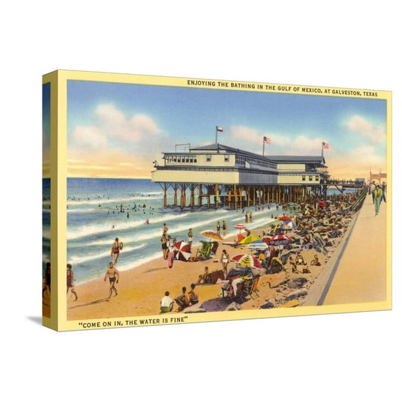 Art.com Beach at Galveston Stretched Canvas Print Wall Art, 18" x 12"