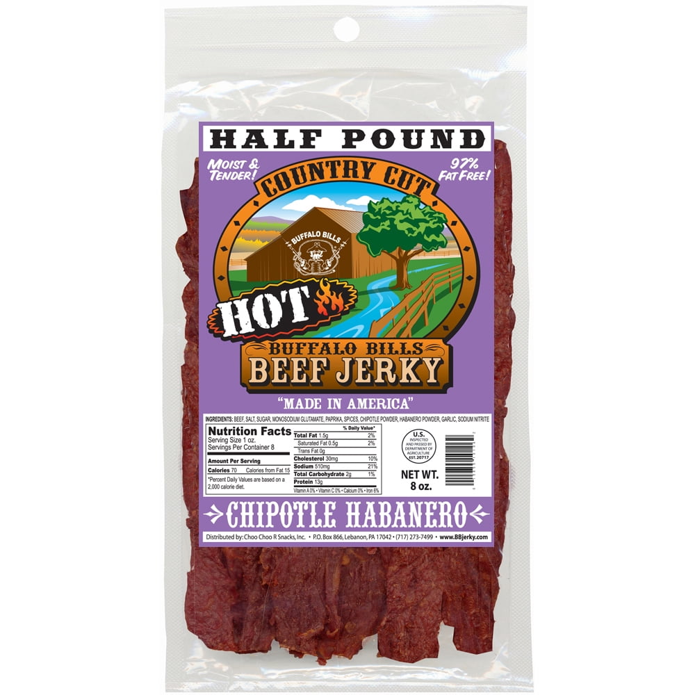 Buffalo Bills 8oz Chipotle Habanero Country Cut Beef Jerky – Three 8oz Packs