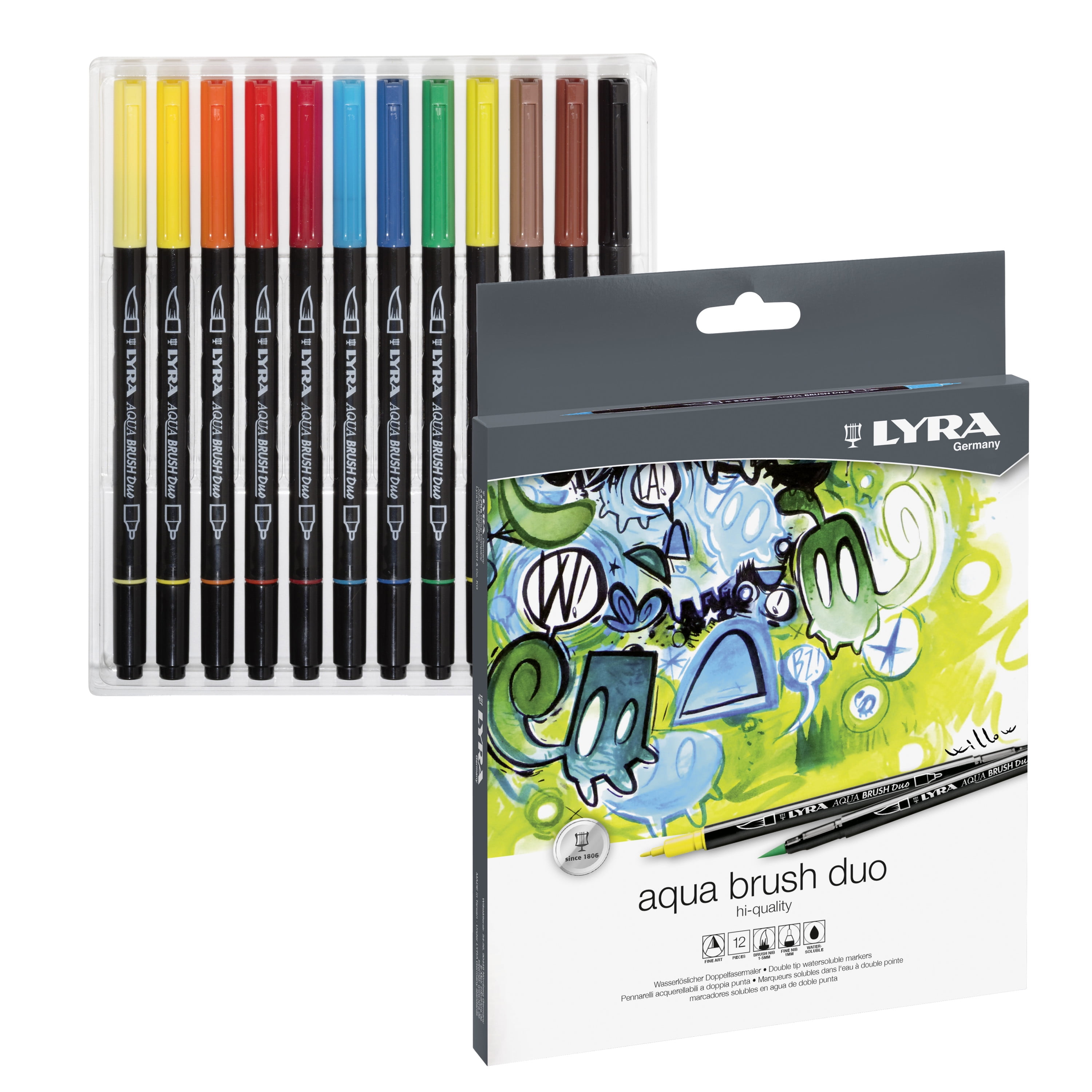 LYRA Aqua Brush Duo - Blister 6 feutres double pointe couleurs pastels