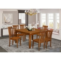 Dinette Set with Table and Chairs - 54 Inch Kitchen Table Set - Saddle Brown - 9 Piece