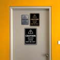thumbnail image 6 of Signs ByLITA Portrait Round Caution: Access Door May Be Hot Door or Wall Sign Easy Installation | Health And Safety | Building And Danger Sign (Black) - Small, 6 of 9