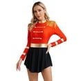 thumbnail image 5 of vastwit Womens Long Sleeve Tassel Shoulder Board Leotard Dress for Stage Performance Red S, 5 of 6