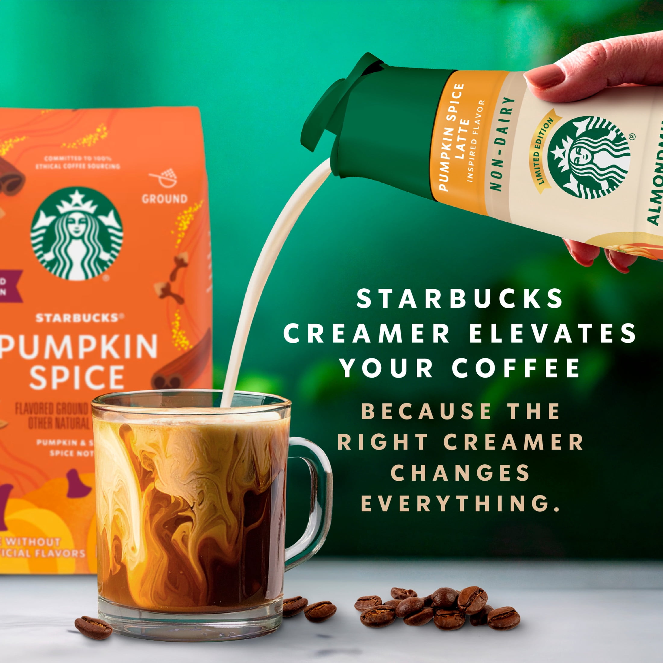 Starbucks Pumpkin Spice Latte Inspired Liquid Coffee Creamer, 28 fl oz Bottle