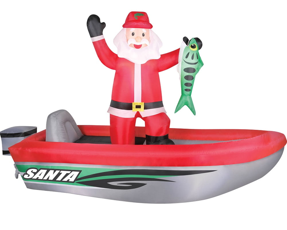 Holiday Time Airflowz 10 Santa In Boat Inflatable Walmart Com Walmart Com