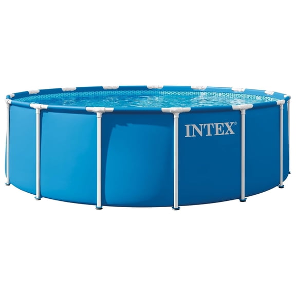 INTEX Metal Frame 15ft x 48in Above Ground Swimming Pool Set w/ Filter Pump