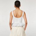 thumbnail image 5 of Women'S Bubble Hem Tank Top Scoop Neck Backless Sleeveless Patchwork Peplum Going Out Babydoll Shirts White XL, 5 of 8