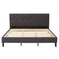 thumbnail image 4 of CorLiving Nova Ridge Luxurious Dark Gray Upholstered King Size Platform Bed Frame with Headboard - Platform Design, No Boxspring Required, Perfect for King Bed, Headboard and Frame Combination., 4 of 12