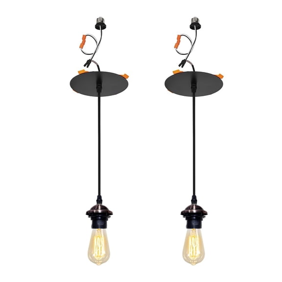 KAYYELAMP 2 Pcs Recessed Light Conversion Kit for E26 Recessed Mount Cans Red Copper Metal Hanging Light Vintage Design For Kitchen Corridor Bedroom(No Bulb)