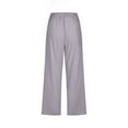 thumbnail image 5 of Women Casual Capris Straight Leg Drawstring Elastic Waist Linen Pants with Pockets, 5 of 5