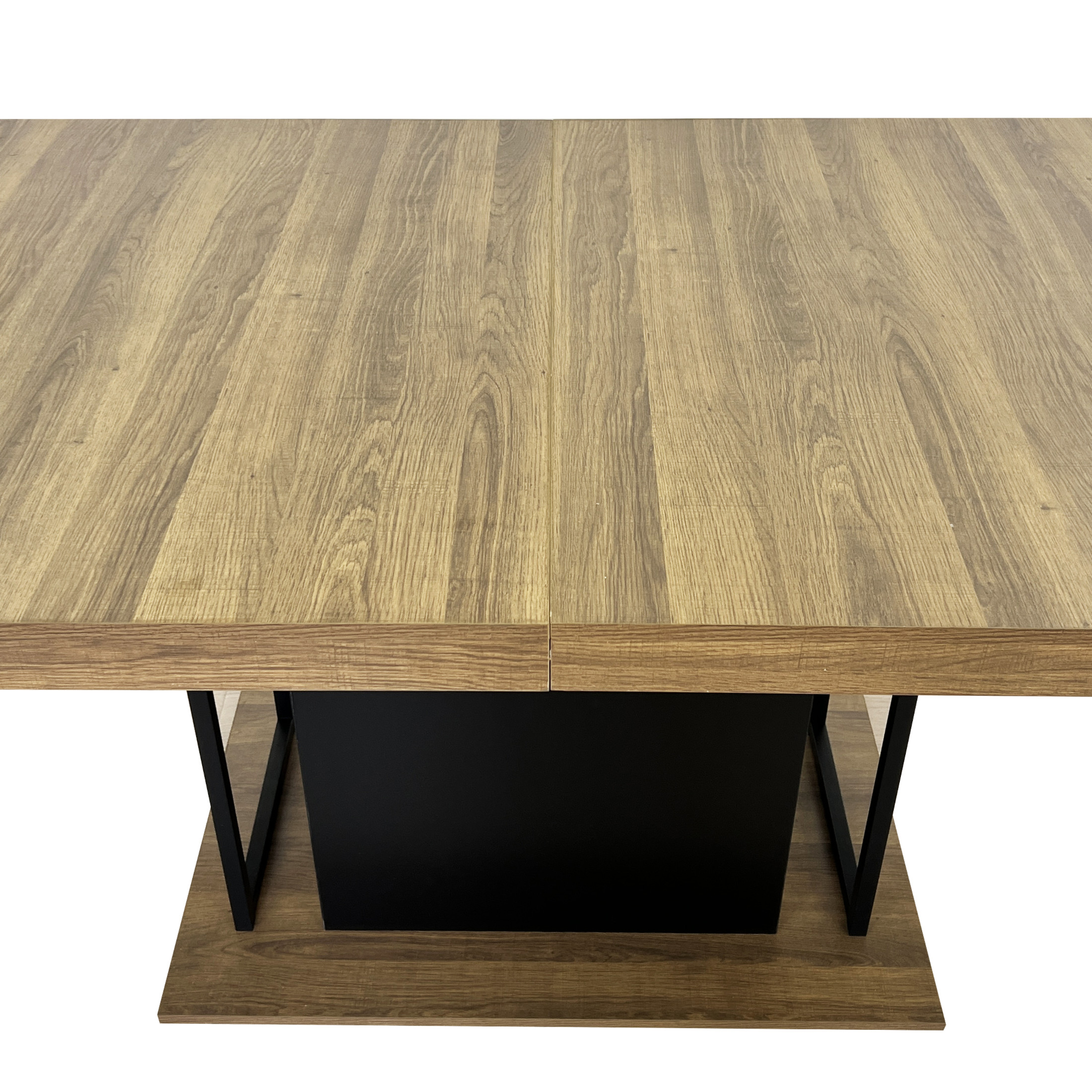 Noble House Caldren 78.74" Extendable Dining Table, Wooden Rectangle Dual Pedestal Dining Table for 6-10, Black Brown