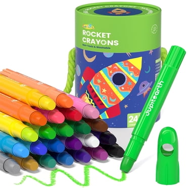 Jupitearth 24 Ct Twist Crayons,Non-Toxic Washable Crayons with Storage Bucket, Ultra-Silky and Easy to Hold Art Supplies