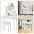 thumbnail image 3 of AKDSteel Coiffeuse Antique Blanche de Style Ferme – Miroir Éclairé à LED, Tabouret Rembourré, 3 Tiroirs de Rangement, Table de Maquillage pour Chambre, 3 of 7