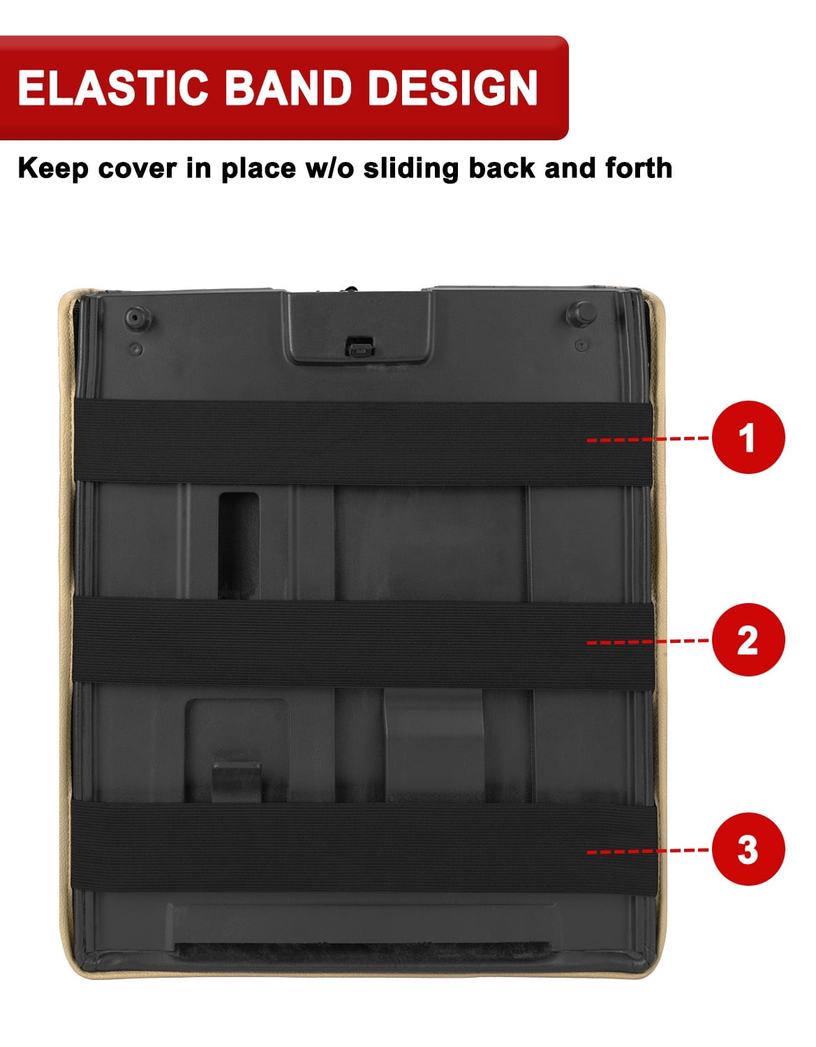 KBH Center Console Cover for 2007-2014 Silverado Tahoe Sierra Yukon Suburban with Jump Seat Console, Anti-Scratch Leather Arm Rest Cushion Pad Protector Interior Accessories, Beige