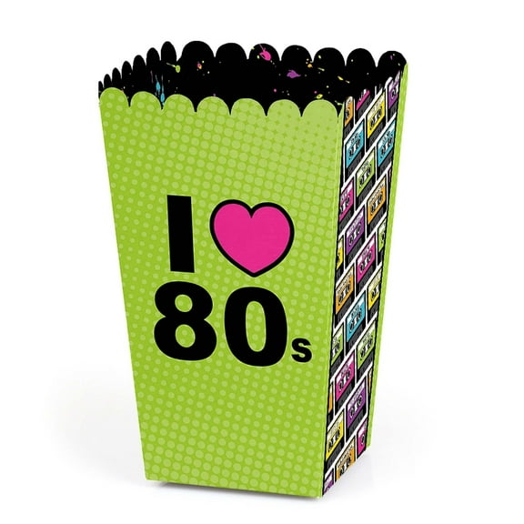 Big Dot of Happiness 80's Retro - Totally 1980s Party Favor Popcorn Treat Boxes - Set of 12