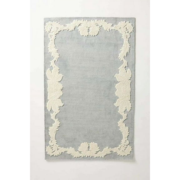 ALEF HOME Alessia Collection Bohemian Floral Tufted Area Rug, Soft Gray and Ivory Floral, 5' x 8', Quick Dry