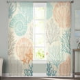thumbnail image 2 of Coastal Turquoise Semi Sheer Curtains 108 Inch Length 2 Panels Set, Ocean Coral Starfish Shell Modern Sea Sheer Kitchen Curtain Privacy Voile Window Curtain for Living Room Bedroom Rod Pocket Drapes, 2 of 7