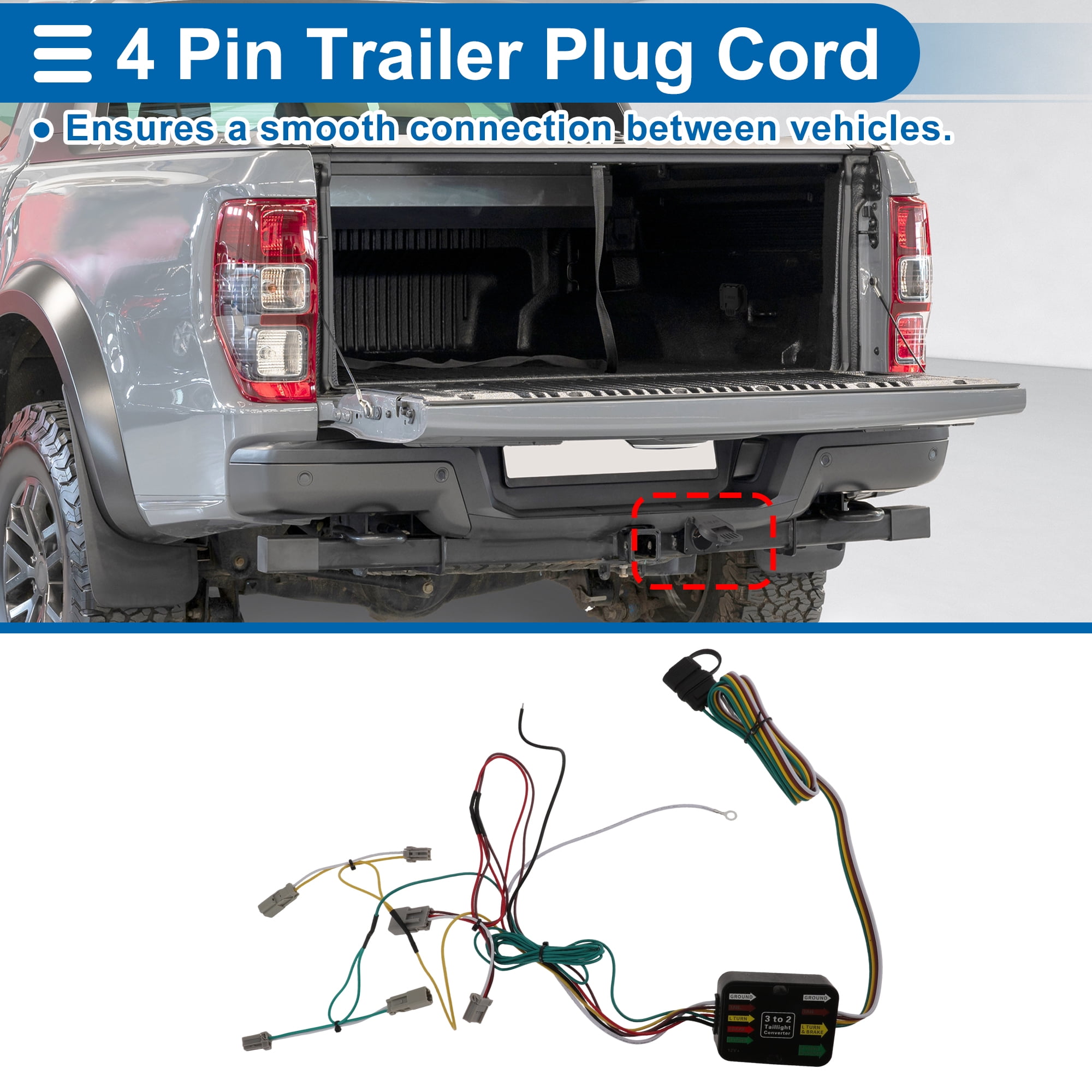Unique Bargains 4 Pin Trailer Wiring Harness 56341 Towing Hitch for Honda Civic 2001-2005