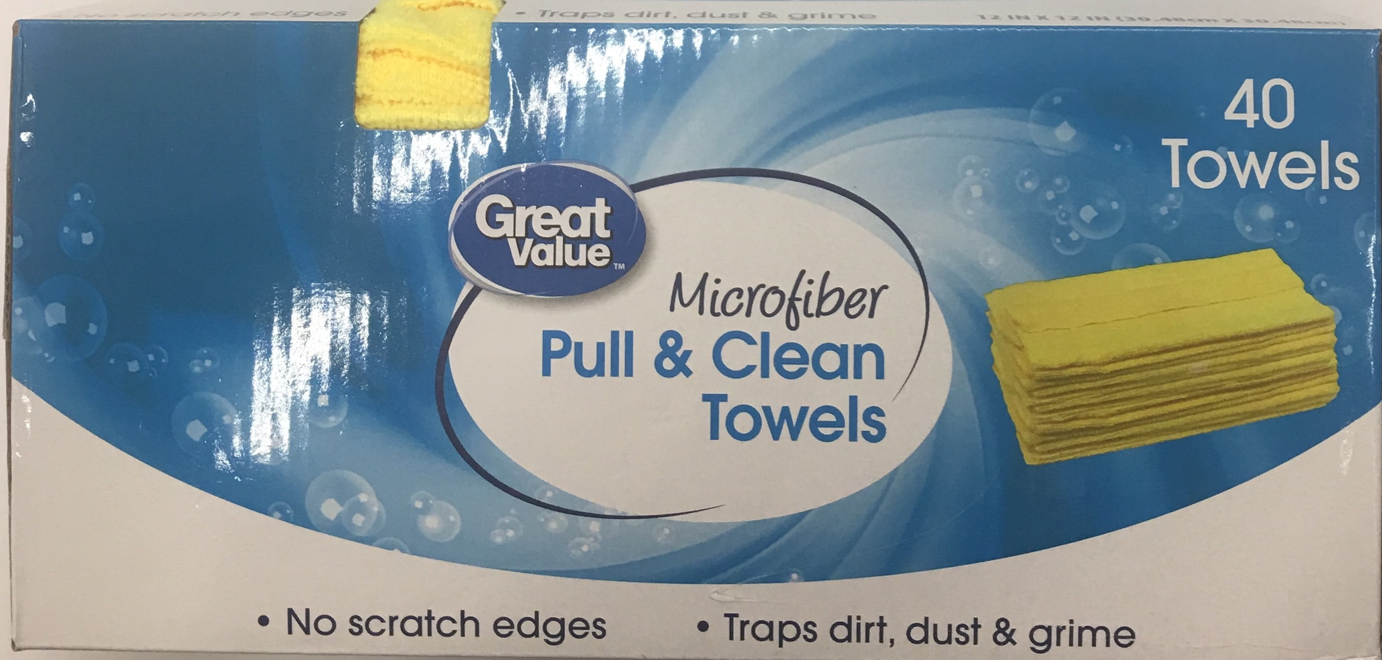 Great Value Pull & Clean Microfiber All-purpose Cleaning Towels, 40 Count, Yellow