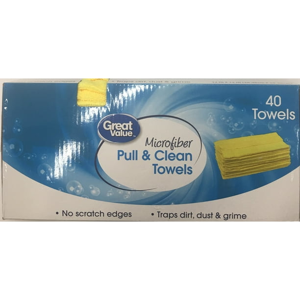 Great Value Pull Clean Microfiber Towels 40 Count Yellow Walmart Com