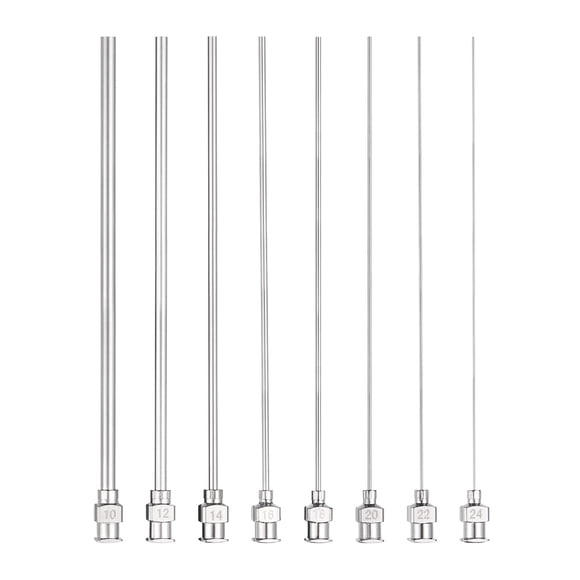 1 conjunto de agujas de dispensación de 10-24 Gauge de 4 pulgadas, con conector Luer de punta roma para rellenar pegamento, aceite, líquidos espesos, tinta, uso en laboratorio, plateado