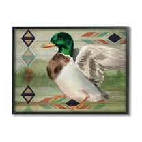 Stupell Patterned Rustic Mallard Duck Animals & Insects Painting Black Framed Art Print Wall Art