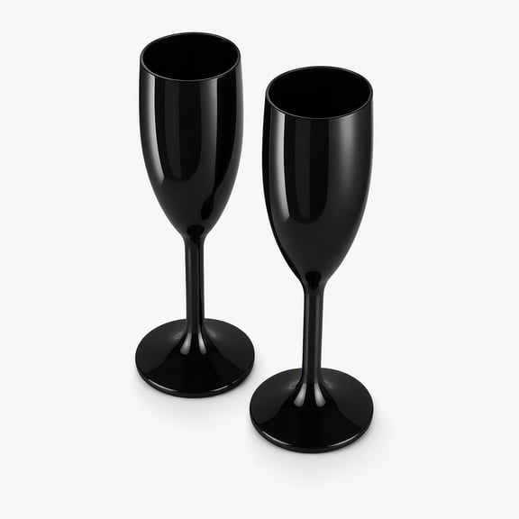 Stcellnmex 2 Pack Black 6 oz Reusable Unbreakable Acrylic High Stem Champagne Flutes Plastic Toasting Goblets for Wedding Party Camping Restaurant