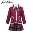 thumbnail image 2 of Child Kids Girls British School Uniform Student Japanese Anime Costume Suit Coat &Turn-down Collar Shirt Tie Mini Skirt Clothing120 Gong Bohan LED, 2 of 2