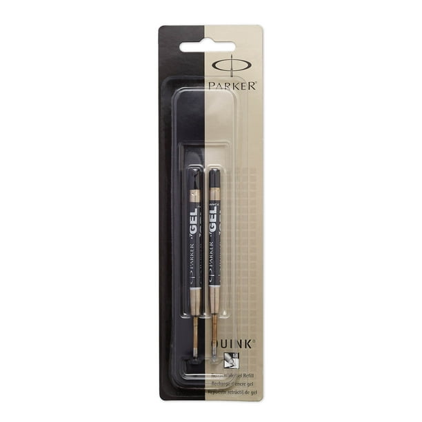 PARKER QUINK Ballpoint Pen Gel Ink Refills, Medium Tip, Black, 2 Count