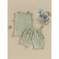 thumbnail image 2 of Bagilaanoe 2pcs Toddler Baby Boy Short Pants Set Sleeveless Tank Tops + Shorts 6M 12M 18M 24M 3T Kids Casual Summer Outfits, 2 of 9