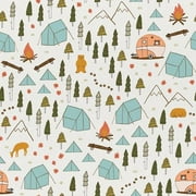 Camping Site vintage camping fabric, Paintbrush Studio camping cotton, QTR YD