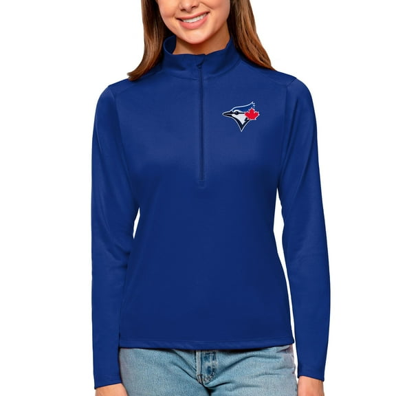 Women's Antigua Royal Toronto Blue Jays Tribute Quarter-Zip Pullover Top