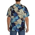 thumbnail image 5 of Xecao offers the Abstract Blue Squares for Men's Casual Short-sleeved Shirt, a button-up collared shirt with a pocket, perfect for beach vacations and yacht travel in the XX-Large size., 5 of 7
