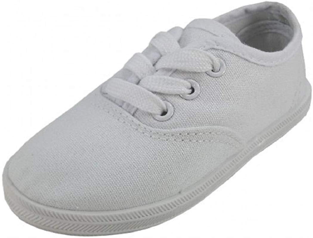 New Boys Plimsolls Lace Up Flat Casual Canvas Sport School Shoes UK Size 13-6 