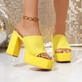 thumbnail image 4 of SACFOF Women's Chunky Platform Sandals Block Heel - Slip On Elastic Band Dressy Shoes Square Toe Comfort Soles, 4 of 6