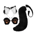 thumbnail image 3 of Orejas y cola de zorro para cosplay para mujeres y niñas, accesorios de cosplay, disfraz de Halloween de peluche blanco negro, 3 of 9