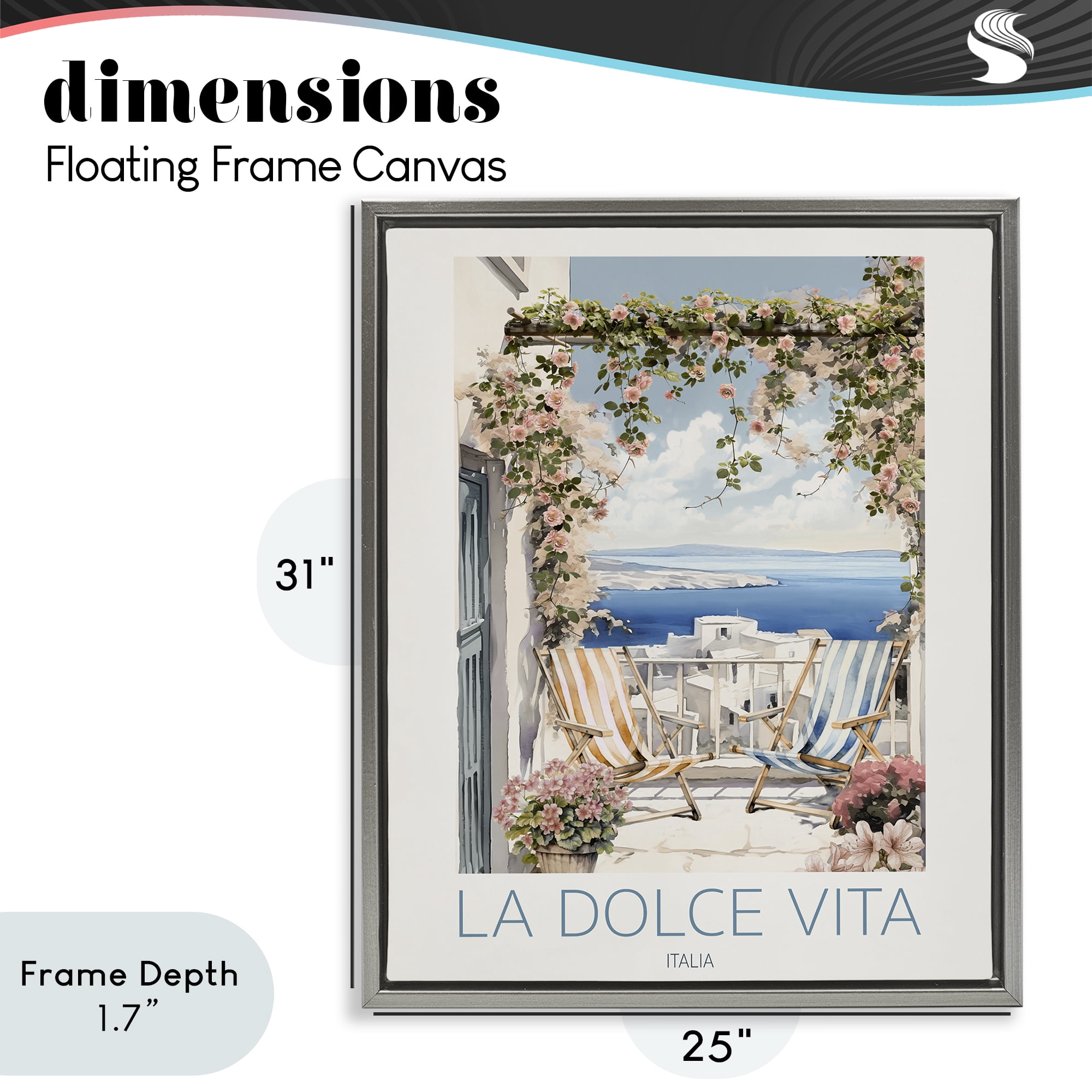 Stupell Industries Coastal Italian Balcony View Gray Framed Floater Canvas Wall Art, design by CAD Designs