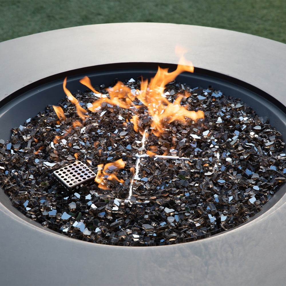 Elementi Plus Nimes Natural Gas Fire Pit for Outside Outdoor Fire Pit Table Smokeless Firepit Concrete Round Fire Bowl Patio Heater Fireplace 60000 BTUs - Dark Grey, 40.9 x 40.9 Inches