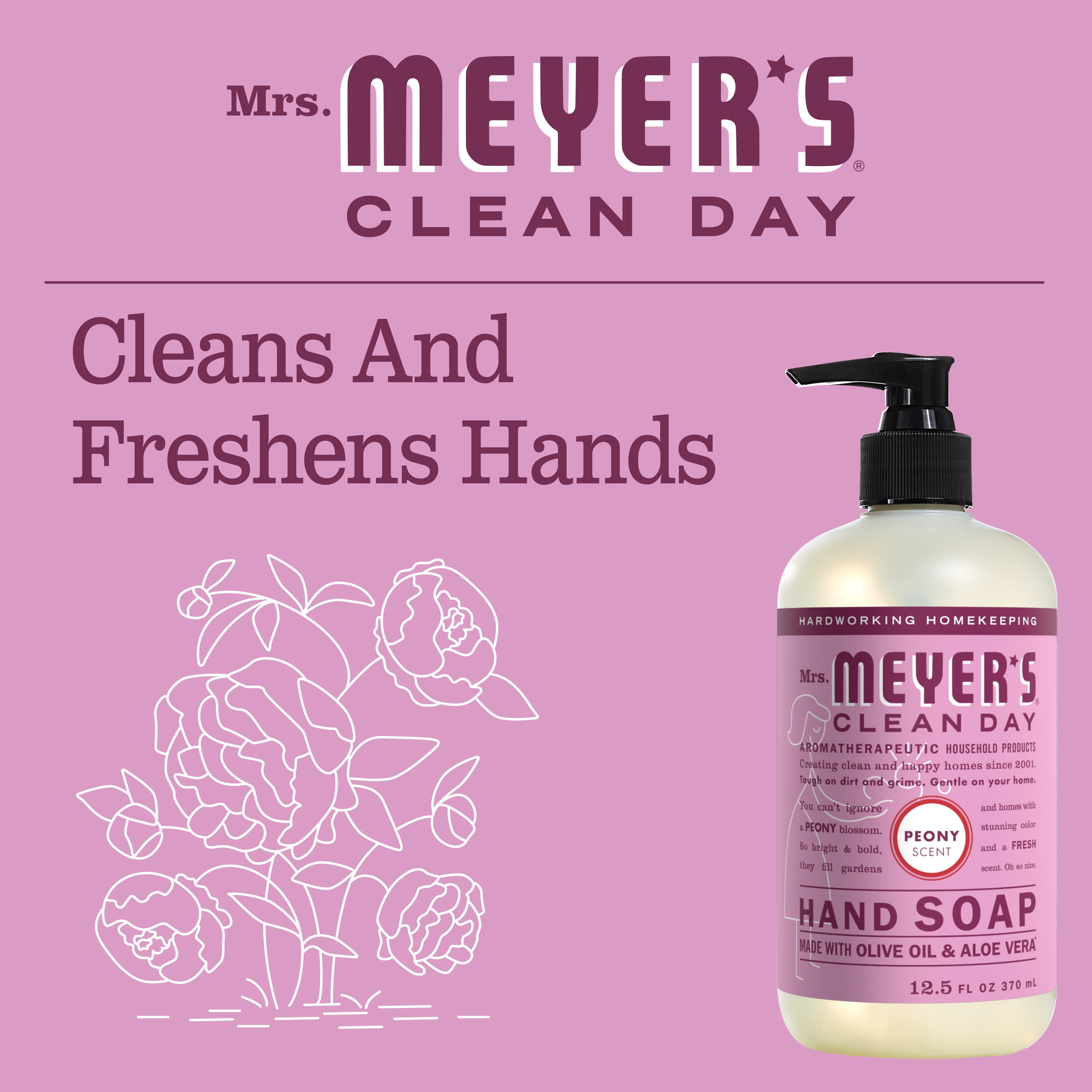Mrs. Meyer's Liquid Hand Soap Peony, 12.5 OZ (Pack of 6)