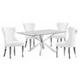 thumbnail image 1 of Rectangular 63" x 39" 5 Piece Dinette Set with Silver Stainless Steel and Chairs, 1 of 5