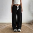 thumbnail image 4 of Oksale Womens Sweat Pants with No Elastic Bottom Baggy Sweatpants with Pockets Casual Drawstring Waisted Straight Leg Joggers for Workout Black 2XL, 4 of 9