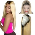 thumbnail image 1 of 13X4 Lace Front Wigs Human Hair Pre Plucked Blonde With Natural Black 1B/613 Brazilian Wigs Glueless 150% Density (24 inches), 1 of 8
